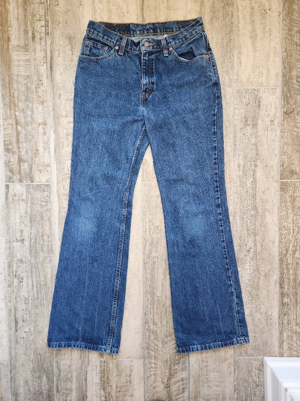 Vintage Levi 519 Low Rise Flare Jeans 1998 Juniors Size 9 JR M Dark Wash Y2K